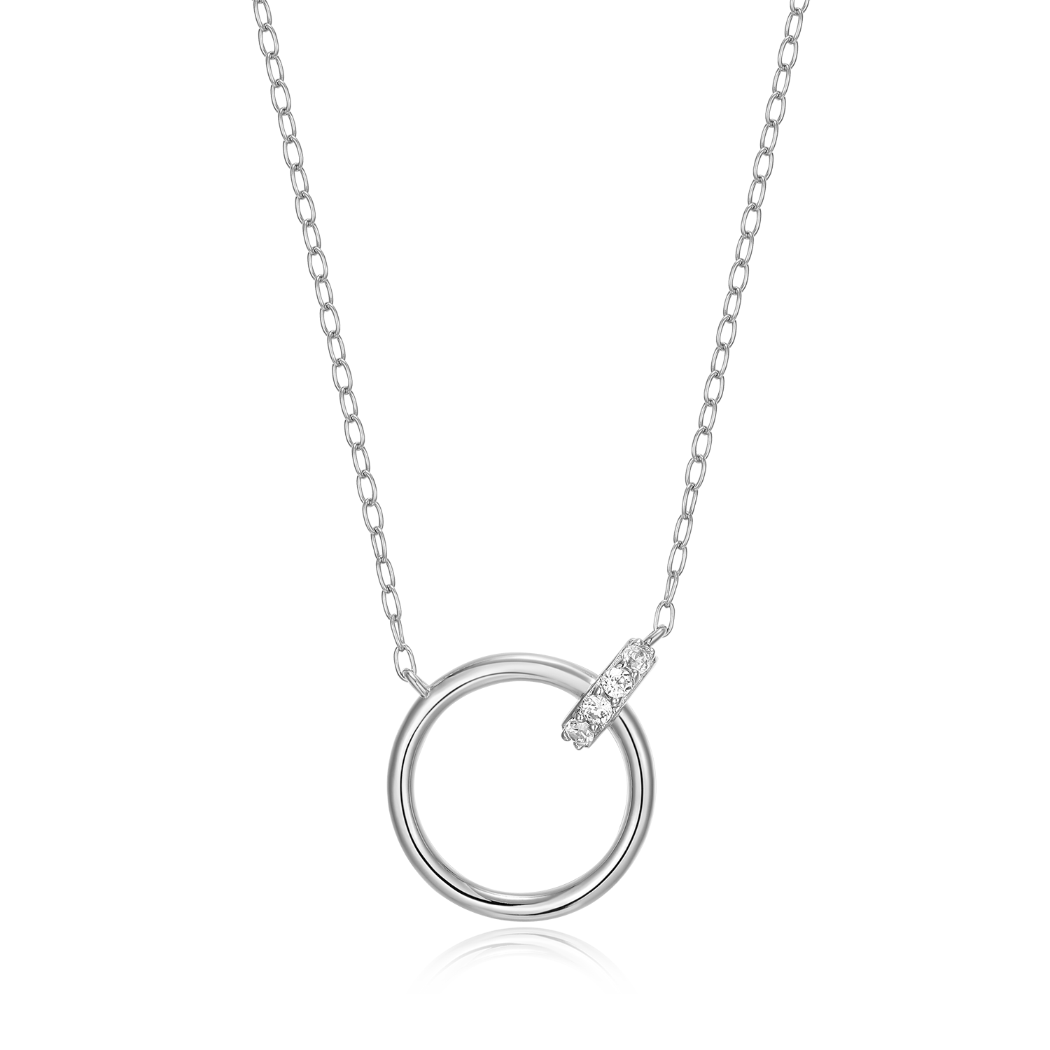 Open Circle Link Lab-Created Diamond Necklace in Rhodium-Plated Sterling Silver | M by Monte Luna