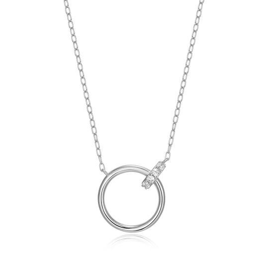 Open Circle Link Lab-Created Diamond Necklace in Rhodium-Plated Sterling Silver | M by Monte Luna