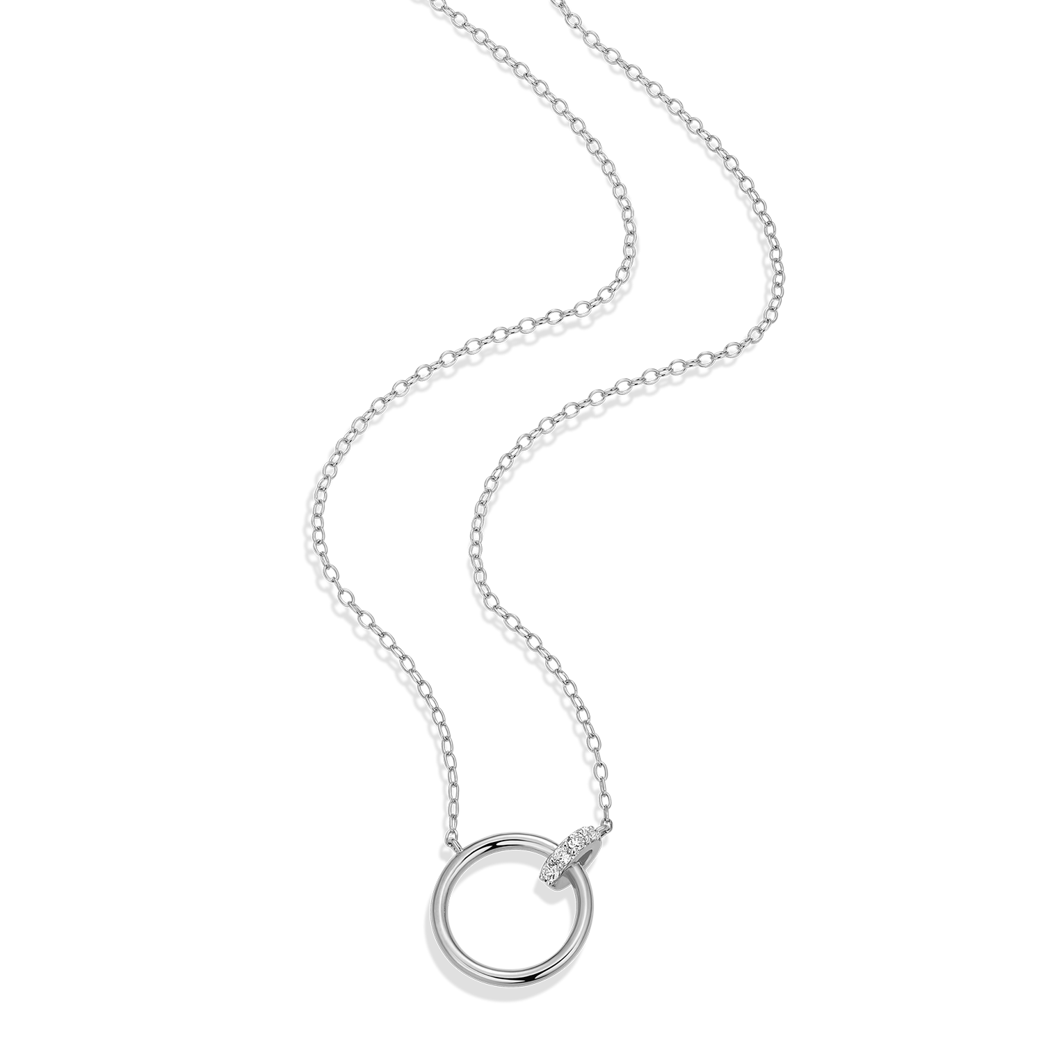 Open Circle Link Lab-Created Diamond Necklace in Rhodium-Plated Sterling Silver | M by Monte Luna
