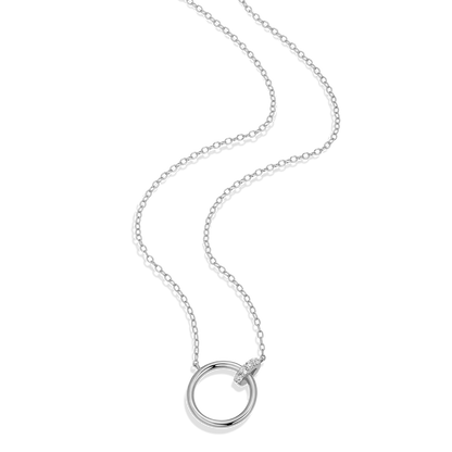 Open Circle Link Lab-Created Diamond Necklace in Rhodium-Plated Sterling Silver | M by Monte Luna