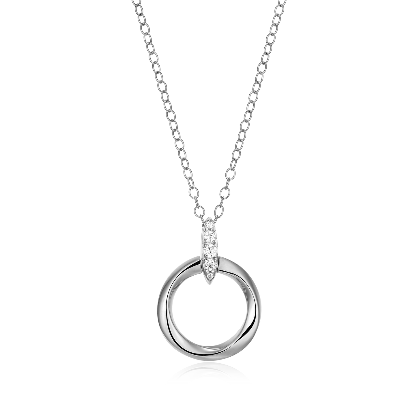 Knife Edge Circle Link Lab-Created Diamond Pendant Necklace in Rhodium-Plated Sterling Silver | M by Monte Luna