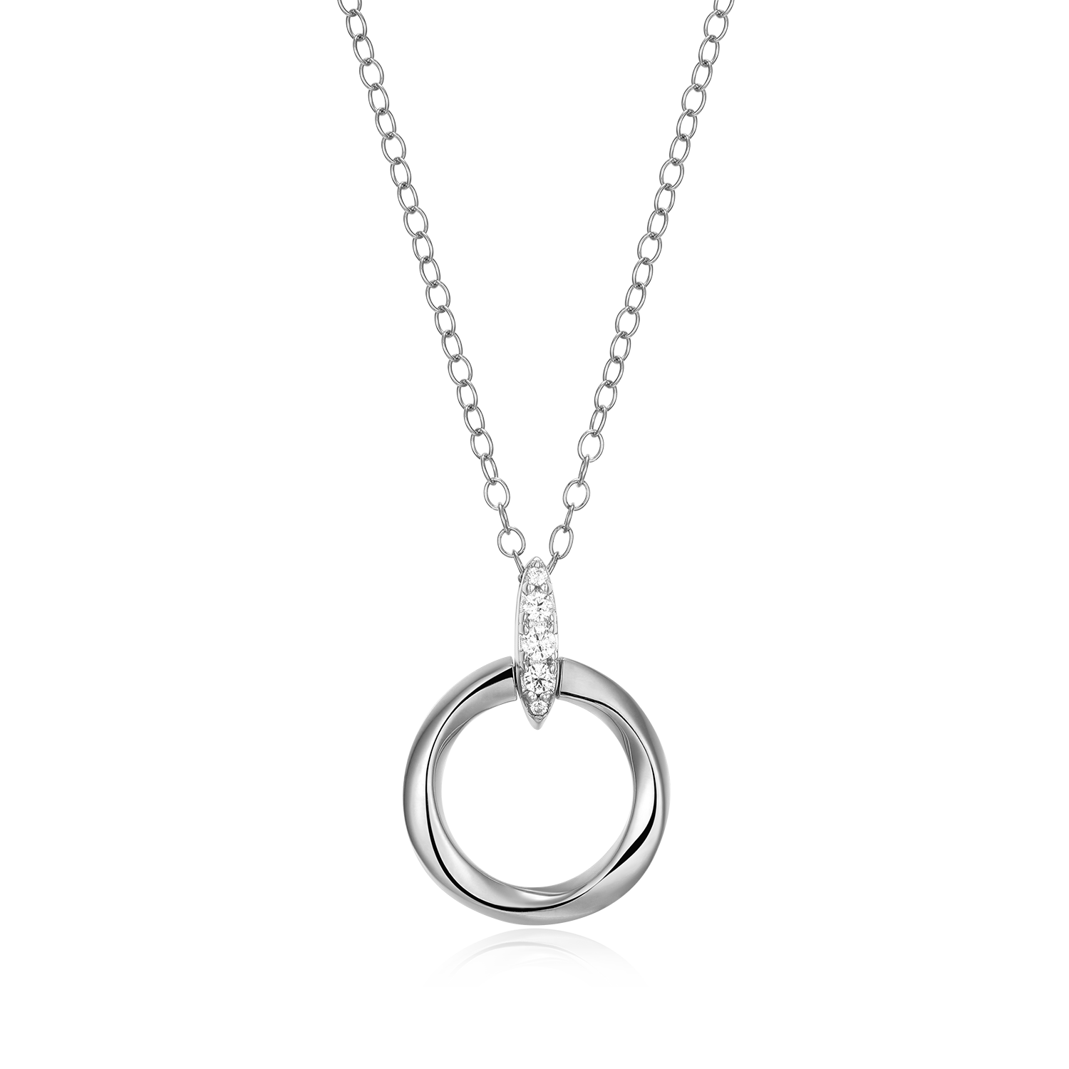 Knife Edge Circle Link Lab-Created Diamond Pendant Necklace in Rhodium-Plated Sterling Silver | M by Monte Luna