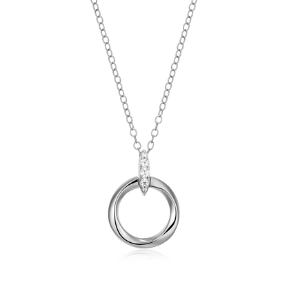 Knife Edge Circle Link Lab-Created Diamond Pendant Necklace in Rhodium-Plated Sterling Silver | M by Monte Luna