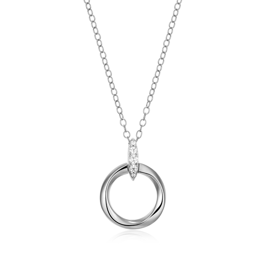 Knife Edge Circle Link Lab-Created Diamond Pendant Necklace in Rhodium-Plated Sterling Silver | M by Monte Luna
