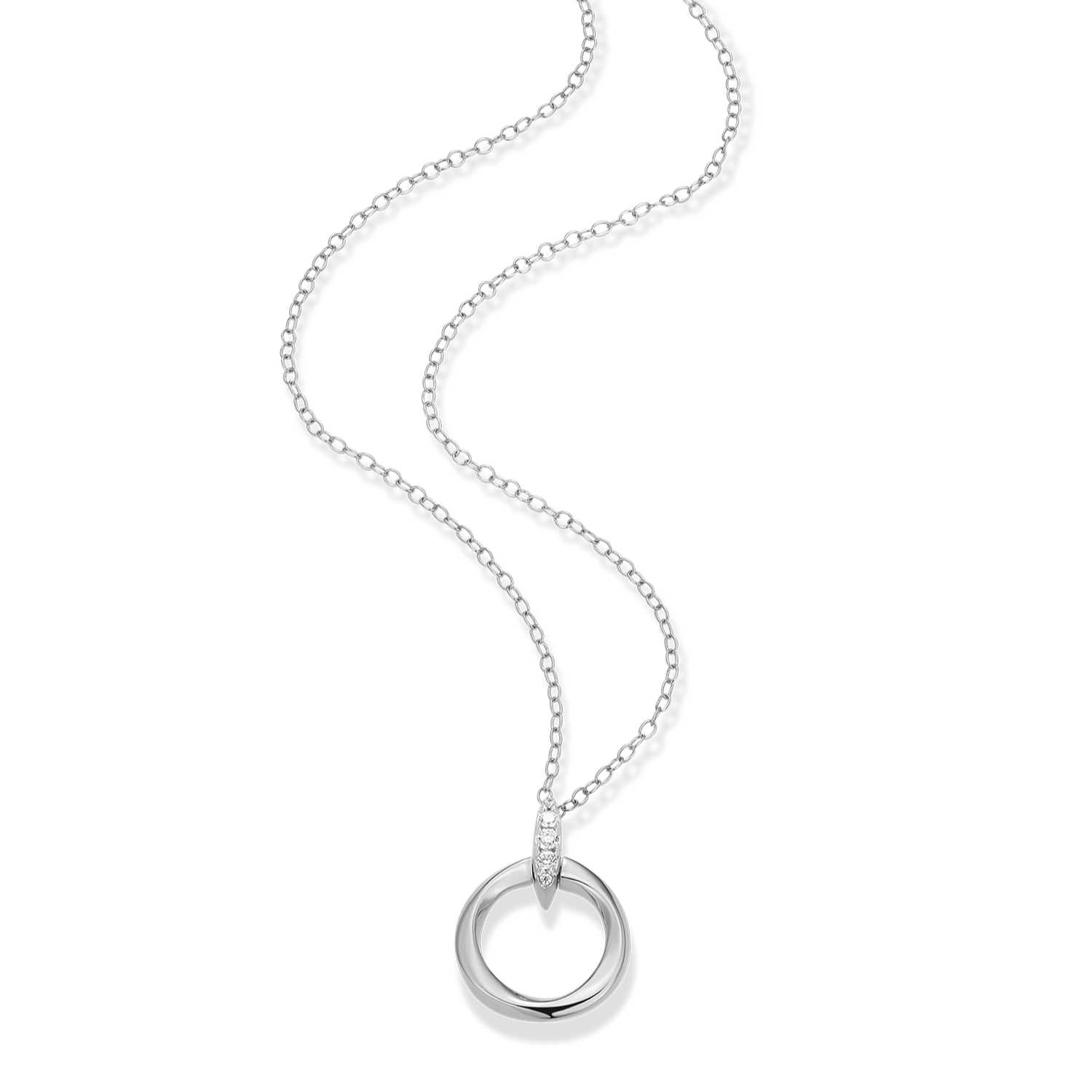 Knife Edge Circle Link Lab-Created Diamond Pendant Necklace in Rhodium-Plated Sterling Silver | M by Monte Luna