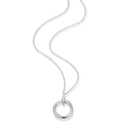 Knife Edge Circle Link Lab-Created Diamond Pendant Necklace in Rhodium-Plated Sterling Silver | M by Monte Luna
