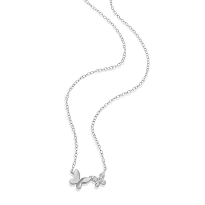 Twin Butterfly Lab-Created Diamond Necklace in Rhodium-Plated Sterling Silver | M by Monte Luna