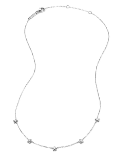 Flower Station Necklace in Rhodium-Plated Sterling Silver | M by Monte Luna