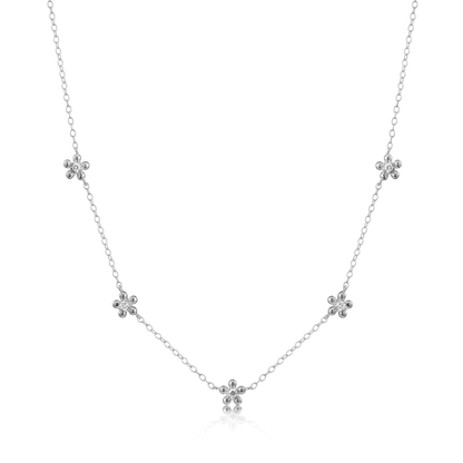 Flower Station Necklace in Rhodium-Plated Sterling Silver | M by Monte Luna