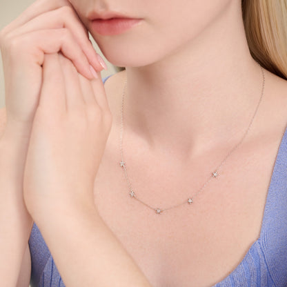 Flower Station Necklace in Rhodium-Plated Sterling Silver | M by Monte Luna