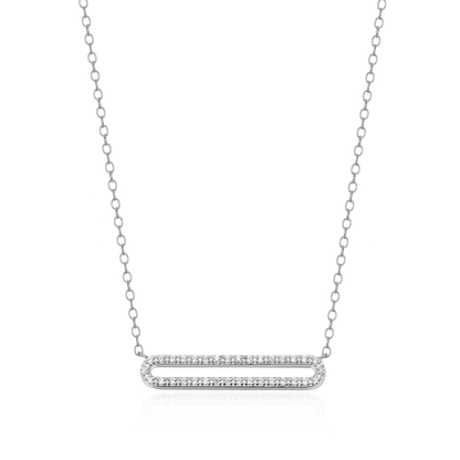 Pave Paperclip Pendant Necklace in Rhodium-Plated Sterling Silver | M by Monte Luna