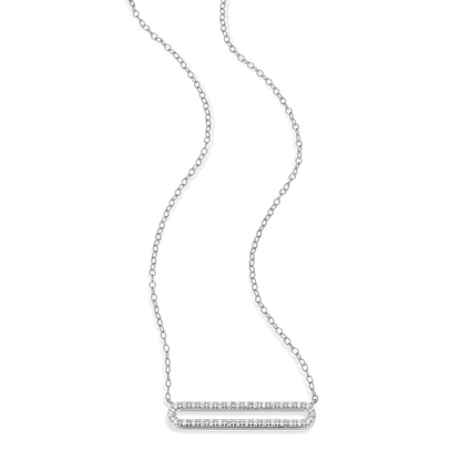 Pave Paperclip Pendant Necklace in Rhodium-Plated Sterling Silver | M by Monte Luna