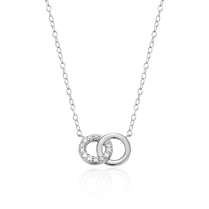 Twin Circle Necklace in Rhodium-Plated Sterling Silver | M by Monte Luna