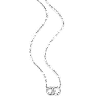 Twin Circle Necklace in Rhodium-Plated Sterling Silver | M by Monte Luna