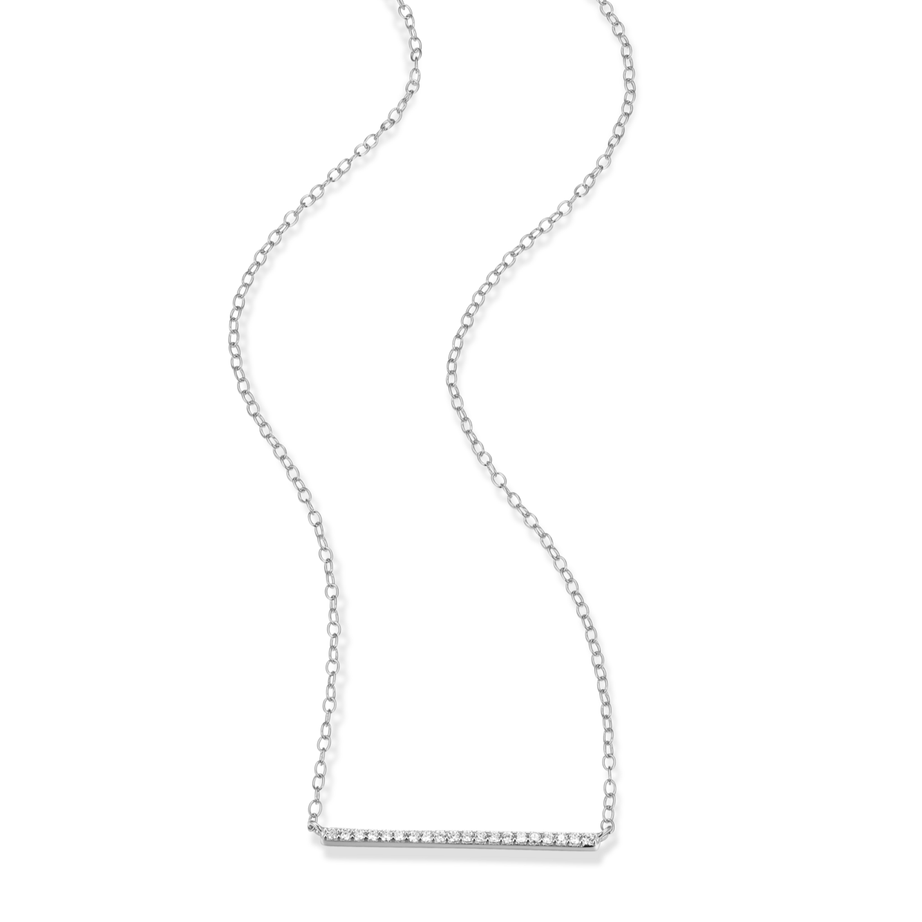 Pave Bar Necklace in Rhodium-Plated Sterling Silver | M by Monte Luna