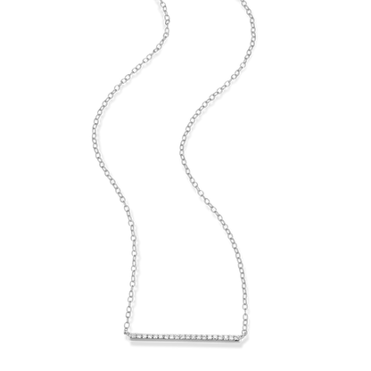 Pave Bar Necklace in Rhodium-Plated Sterling Silver | M by Monte Luna