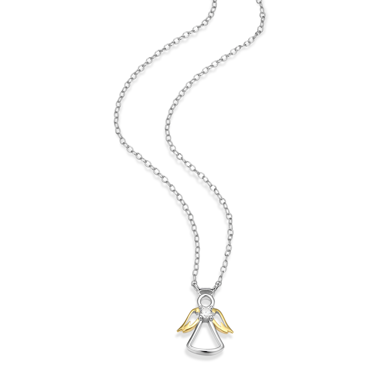 Angel Pendant Lab-Created Diamond Necklace in Rhodium & 14K Gold-Plated Sterling Silver | M by Monte Luna