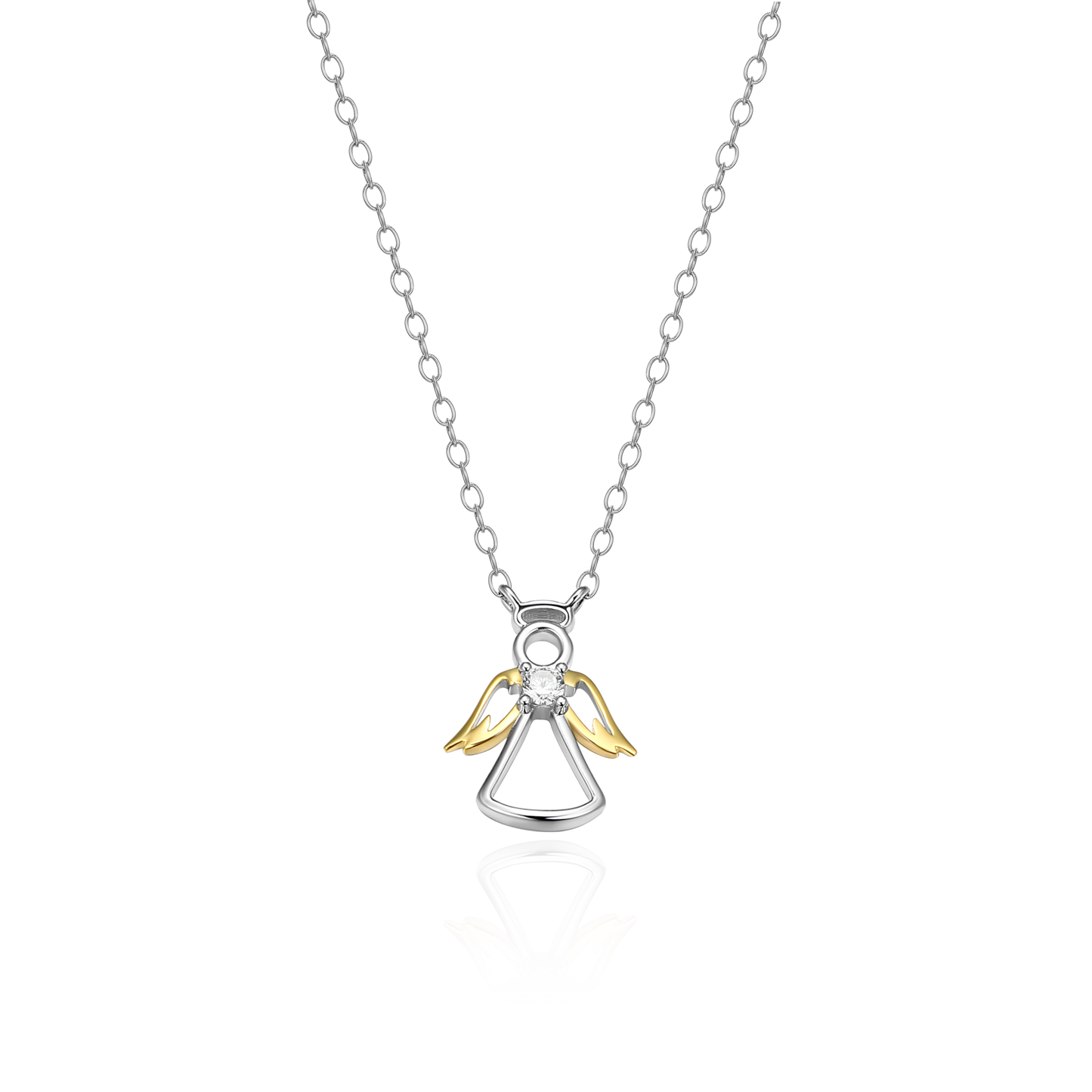 Angel Pendant Lab-Created Diamond Necklace in Rhodium & 14K Gold-Plated Sterling Silver | M by Monte Luna