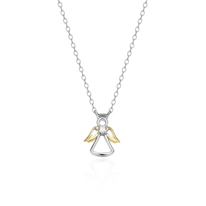Angel Pendant Lab-Created Diamond Necklace in Rhodium & 14K Gold-Plated Sterling Silver | M by Monte Luna