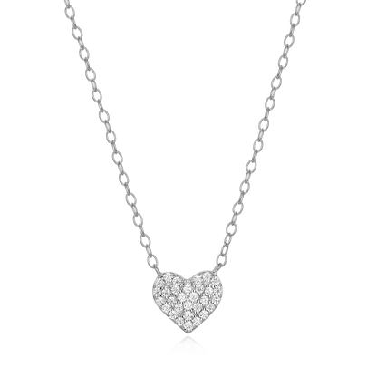 Pave Heart Necklace in Rhodium-Plated Sterling Silver | M by Monte Luna
