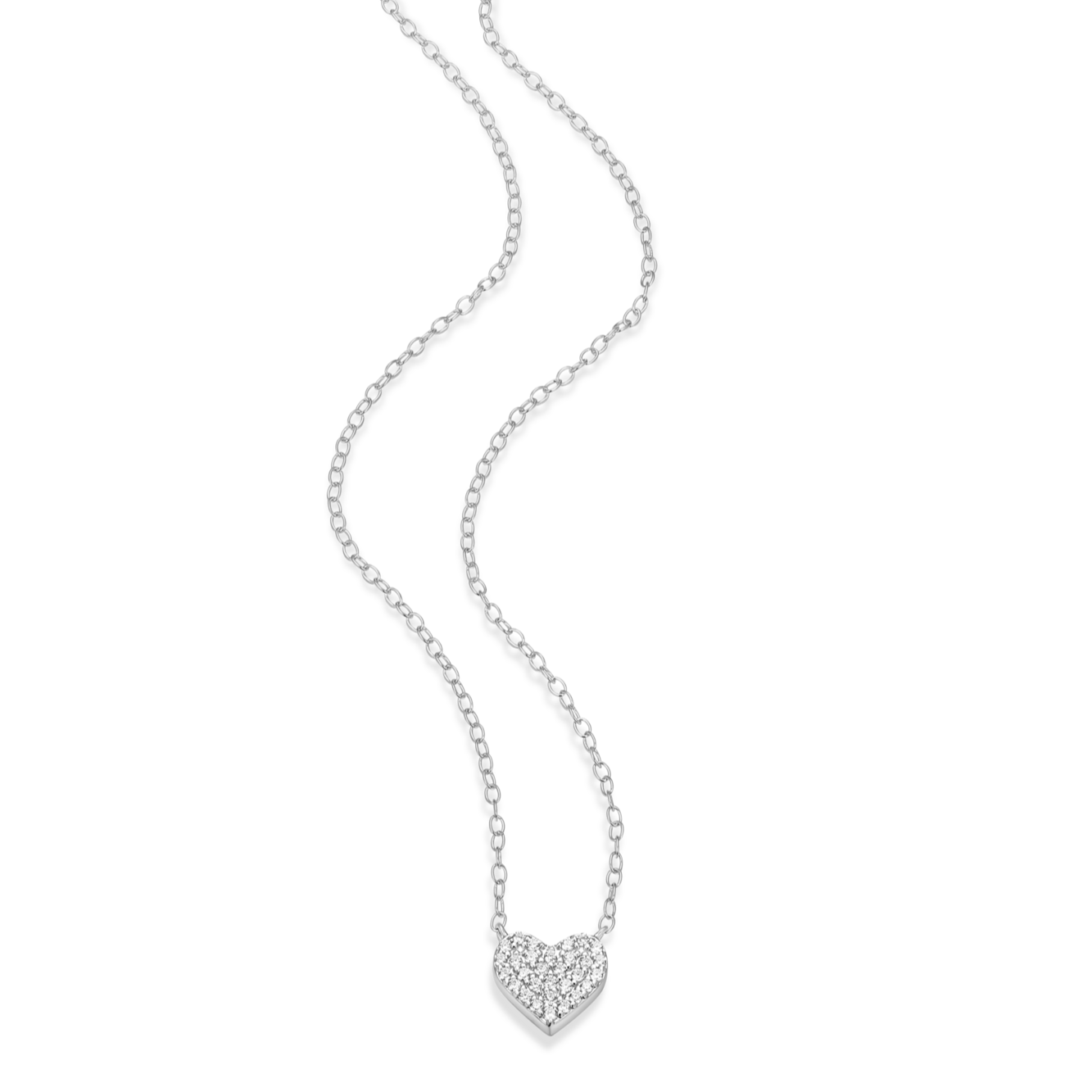 Pave Heart Necklace in Rhodium-Plated Sterling Silver | M by Monte Luna