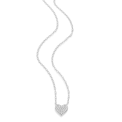 Pave Heart Necklace in Rhodium-Plated Sterling Silver | M by Monte Luna