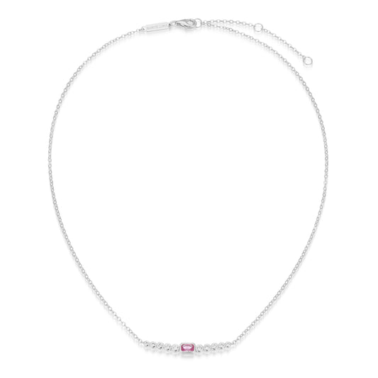 BN0253W - Lab-Created Pink Sapphire & Lab-Created Diamond Bar Necklace | m by monte luna