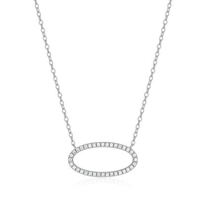 BN0276W - Open Oval Lab-Created Diamond Necklace | m by monte luna