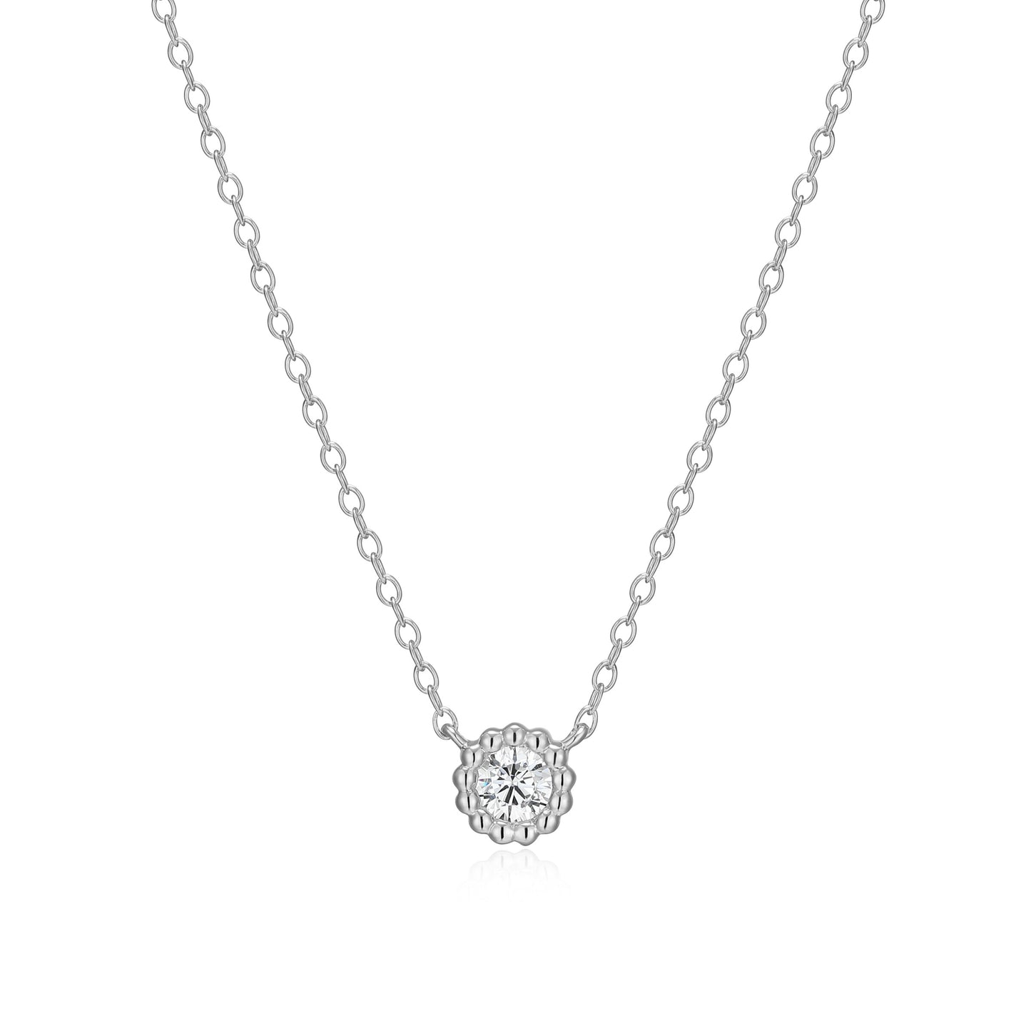 BN0299W - Round Beaded Halo Necklace | m by monte luna