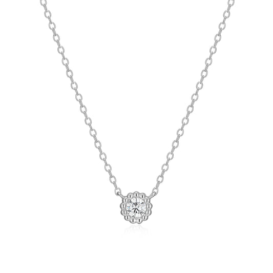 BN0299W - Round Beaded Halo Necklace | m by monte luna