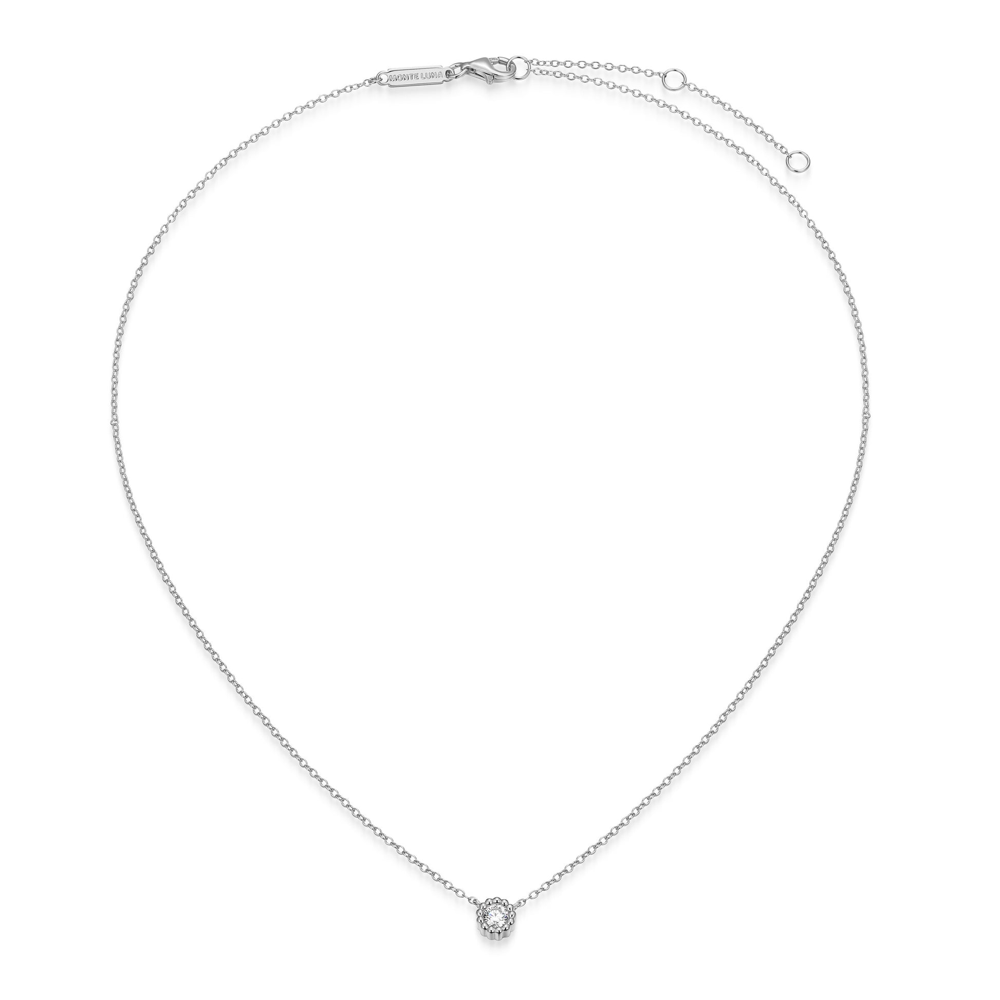 BN0299W - Round Beaded Halo Necklace | m by monte luna