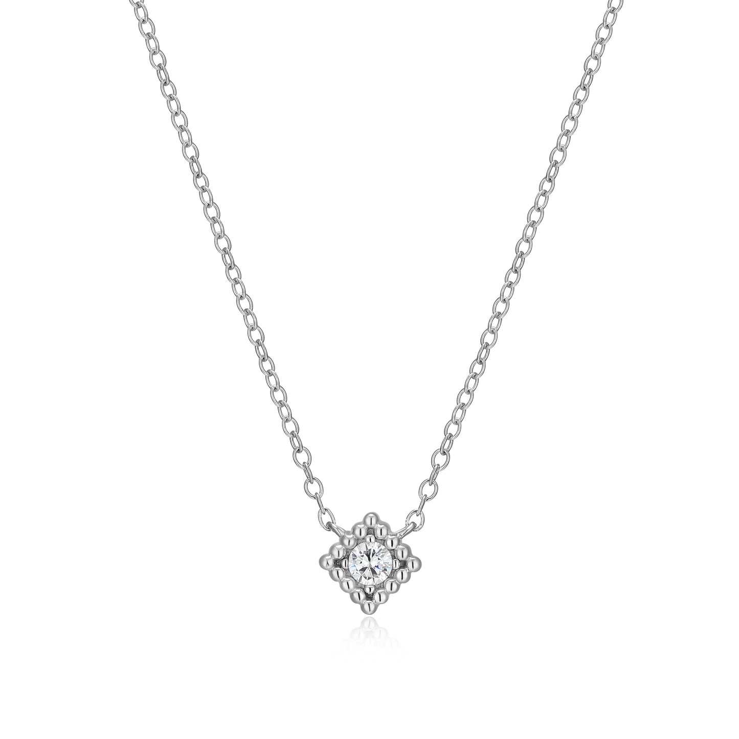 BN0300W - Diamond Beaded Halo Necklace | m by monte luna