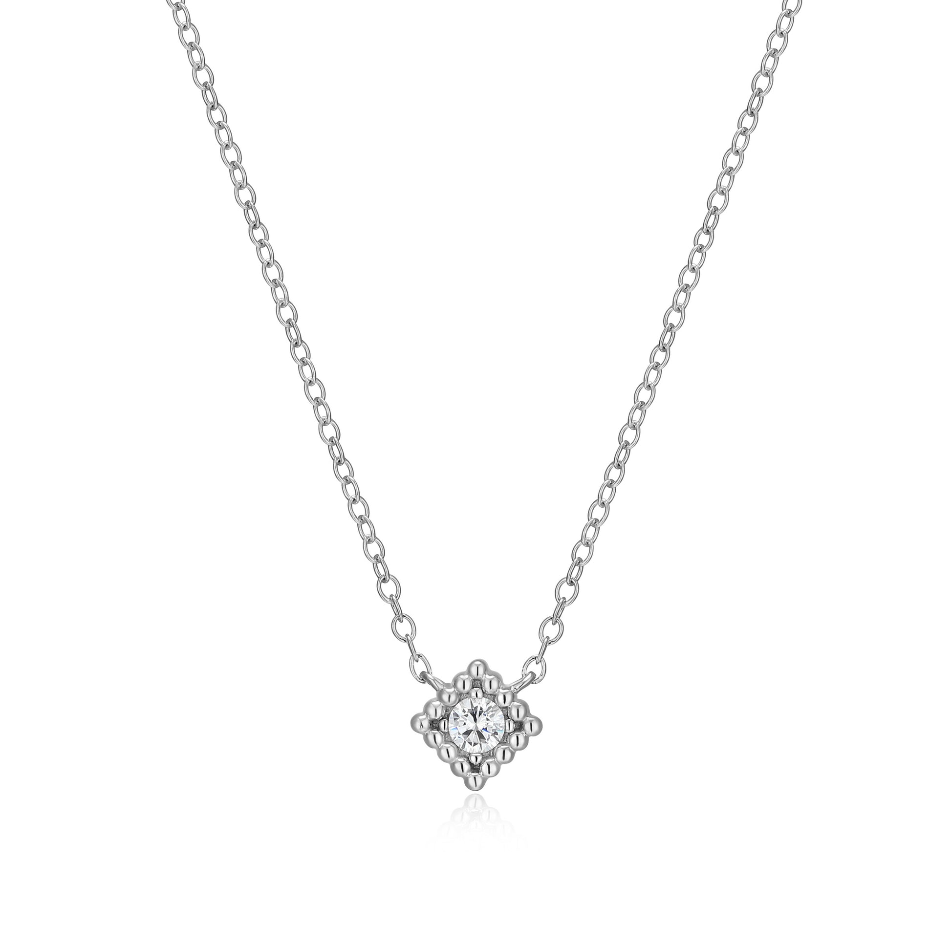 BN0300W - Diamond Beaded Halo Necklace | m by monte luna