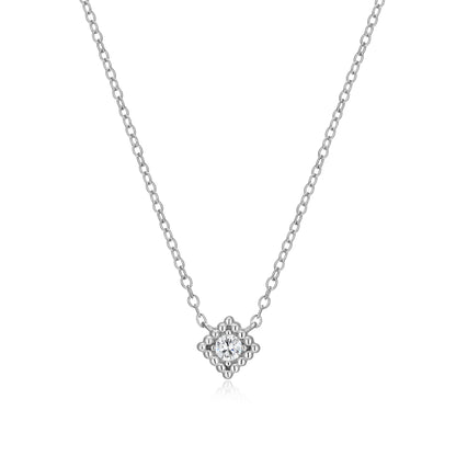 BN0300W - Diamond Beaded Halo Necklace | m by monte luna