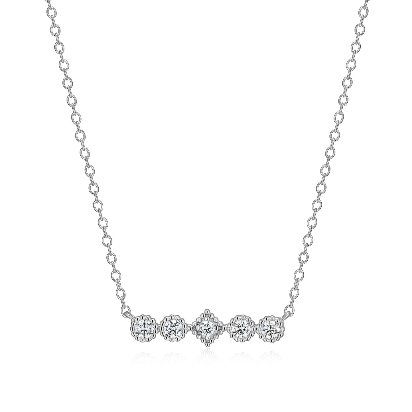 BE0300Y - Round & Diamond Beaded Halo Necklace | m by monte luna