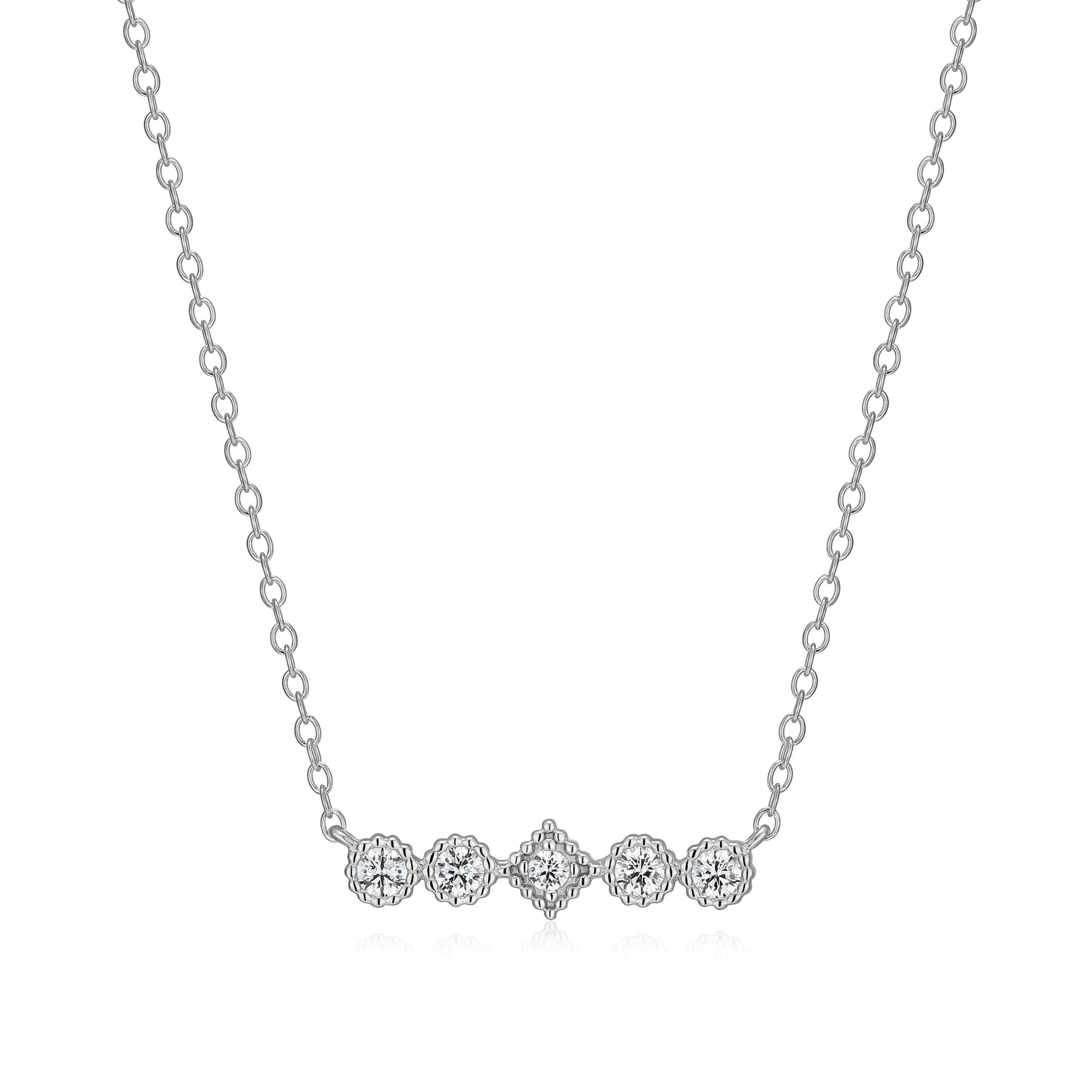 BE0300Y - Round & Diamond Beaded Halo Necklace | m by monte luna