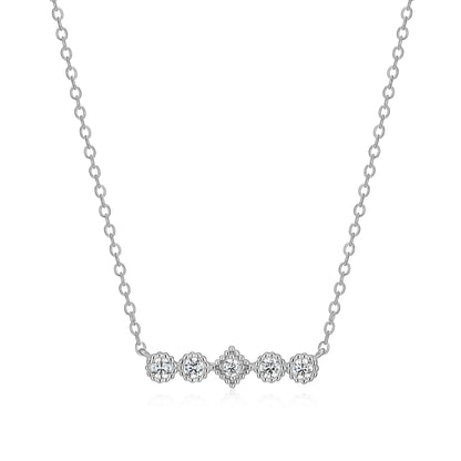 BE0300Y - Round & Diamond Beaded Halo Necklace | m by monte luna