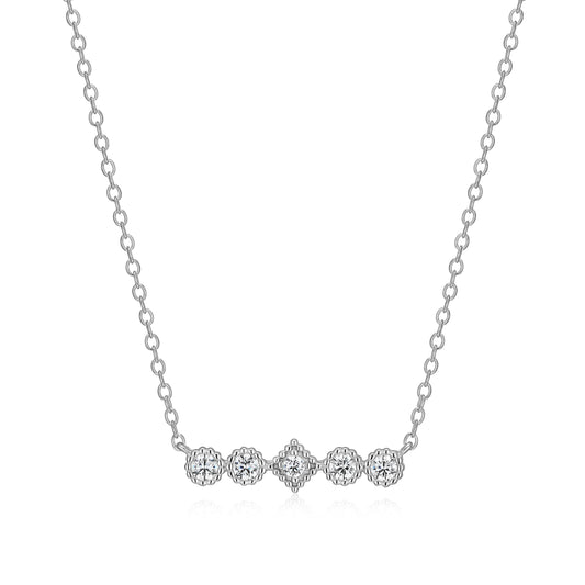 BE0300Y - Round & Diamond Beaded Halo Necklace | m by monte luna