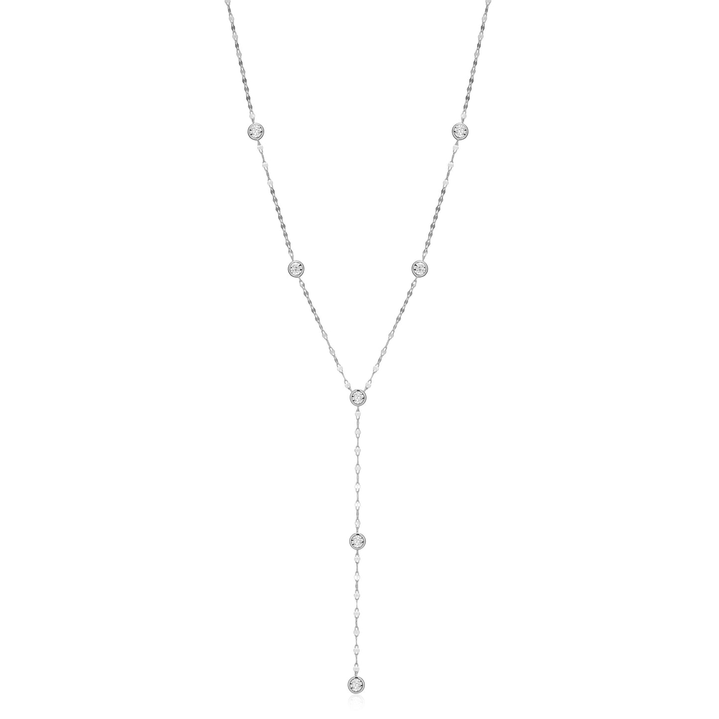 BN0303W - Station Lariat Lumachina Chain Necklace | m by monte luna