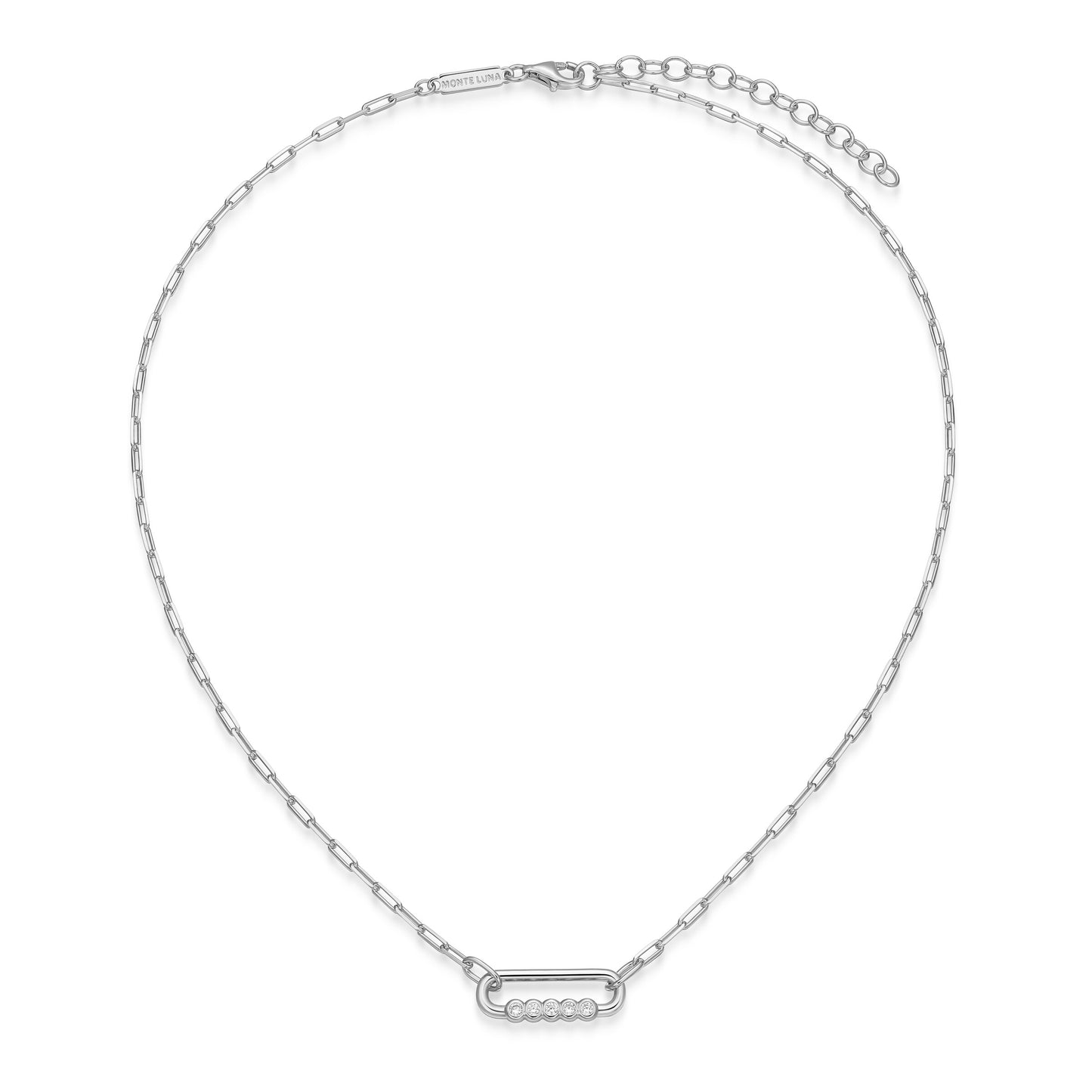 BN0304W - Bezel-Set Paperclip Link Necklace | m by monte luna