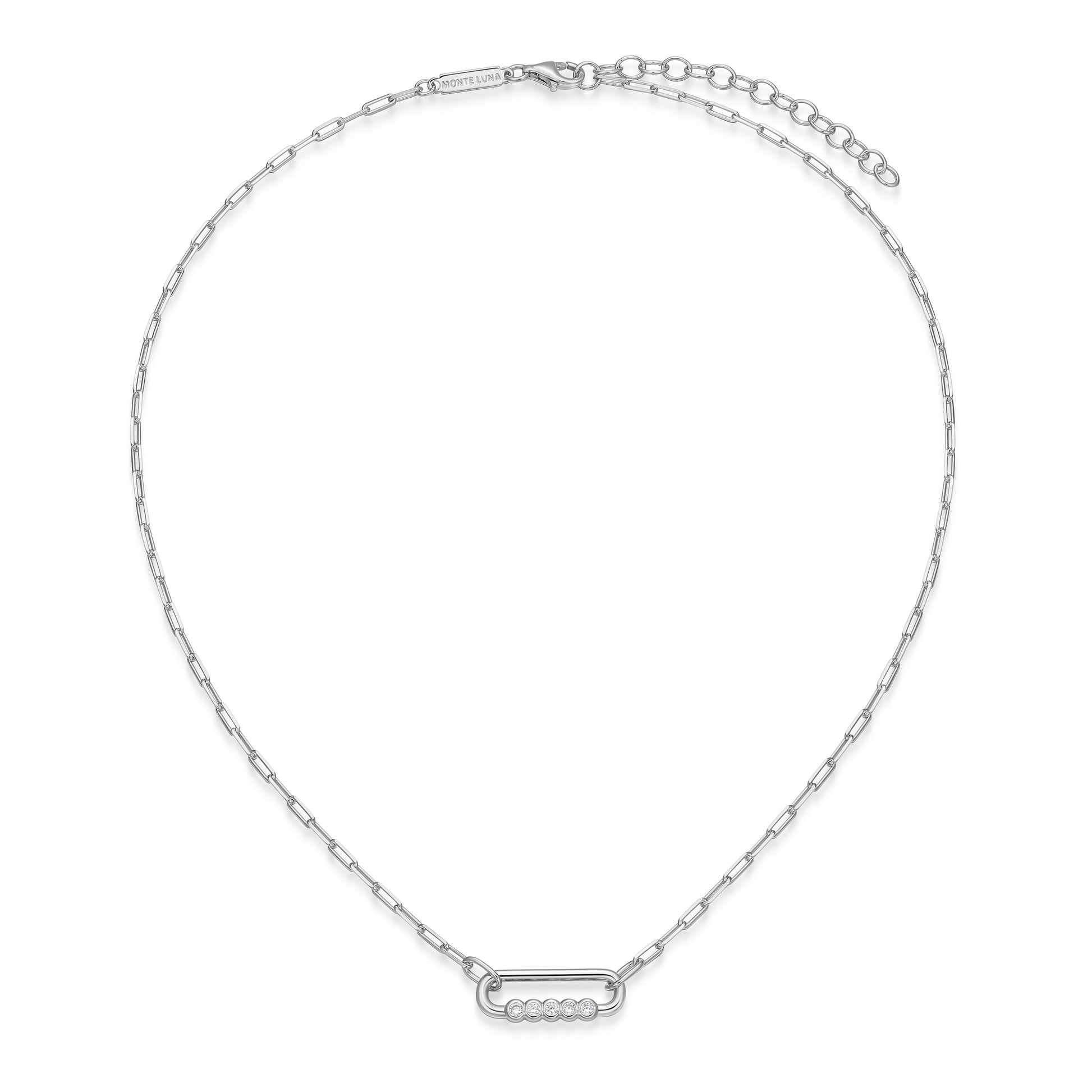 BN0304W - Bezel-Set Paperclip Link Necklace | m by monte luna
