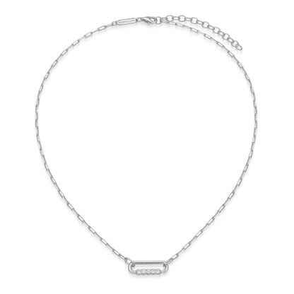BN0304W - Bezel-Set Paperclip Link Necklace | m by monte luna