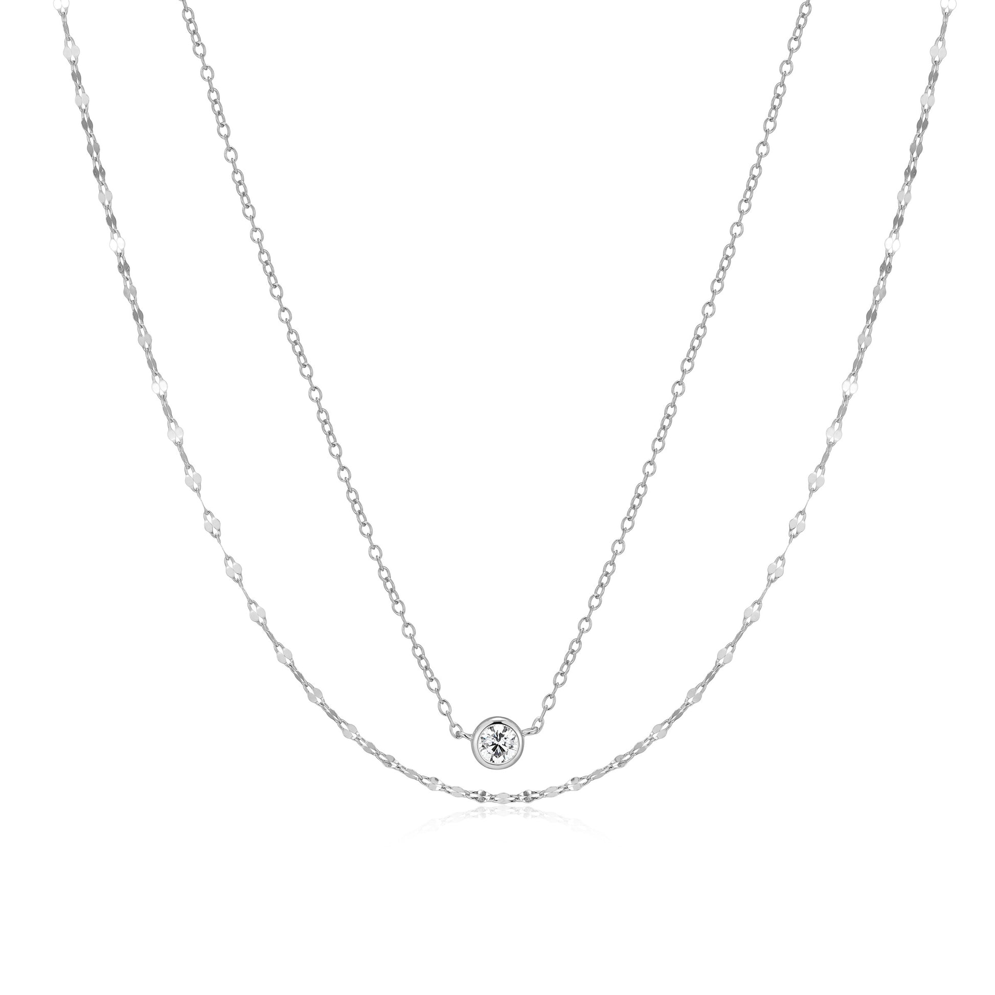 BN0305W - Lumachina & Forzatina Cable Double Chain Necklace | m by monte luna