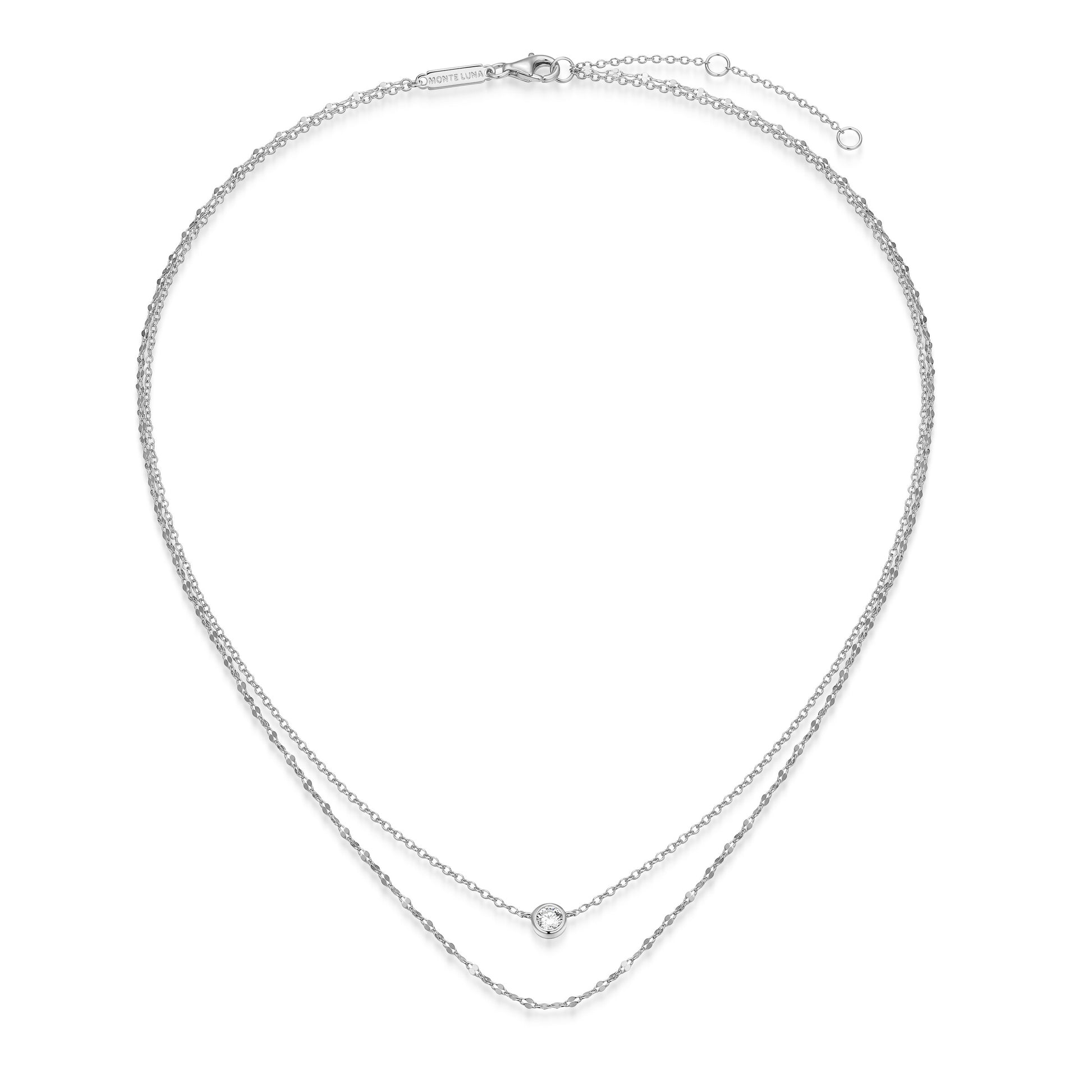 BN0305W - Lumachina & Forzatina Cable Double Chain Necklace | m by monte luna