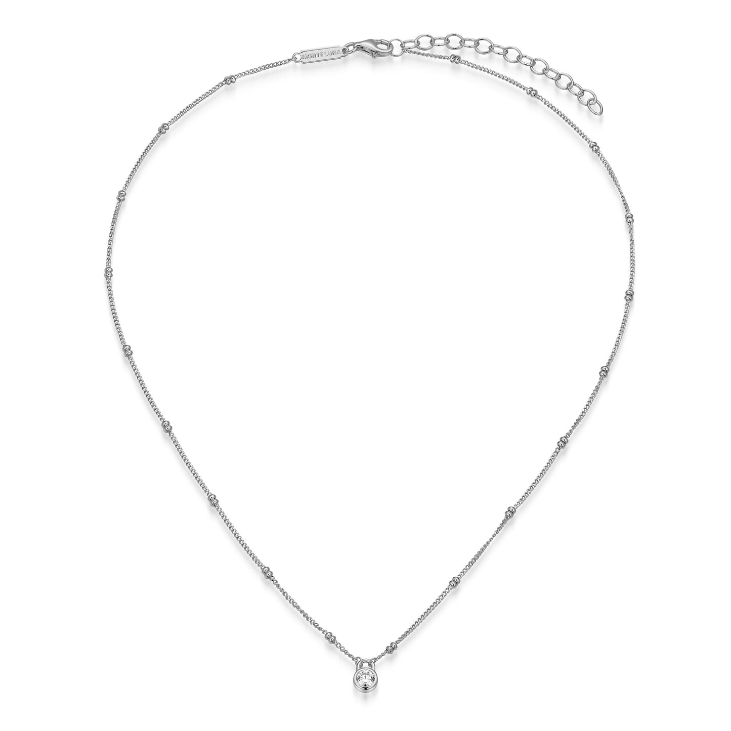 BN0307W - Lock Pendant Double Beaded Curb Chain Necklace | m by monte luna