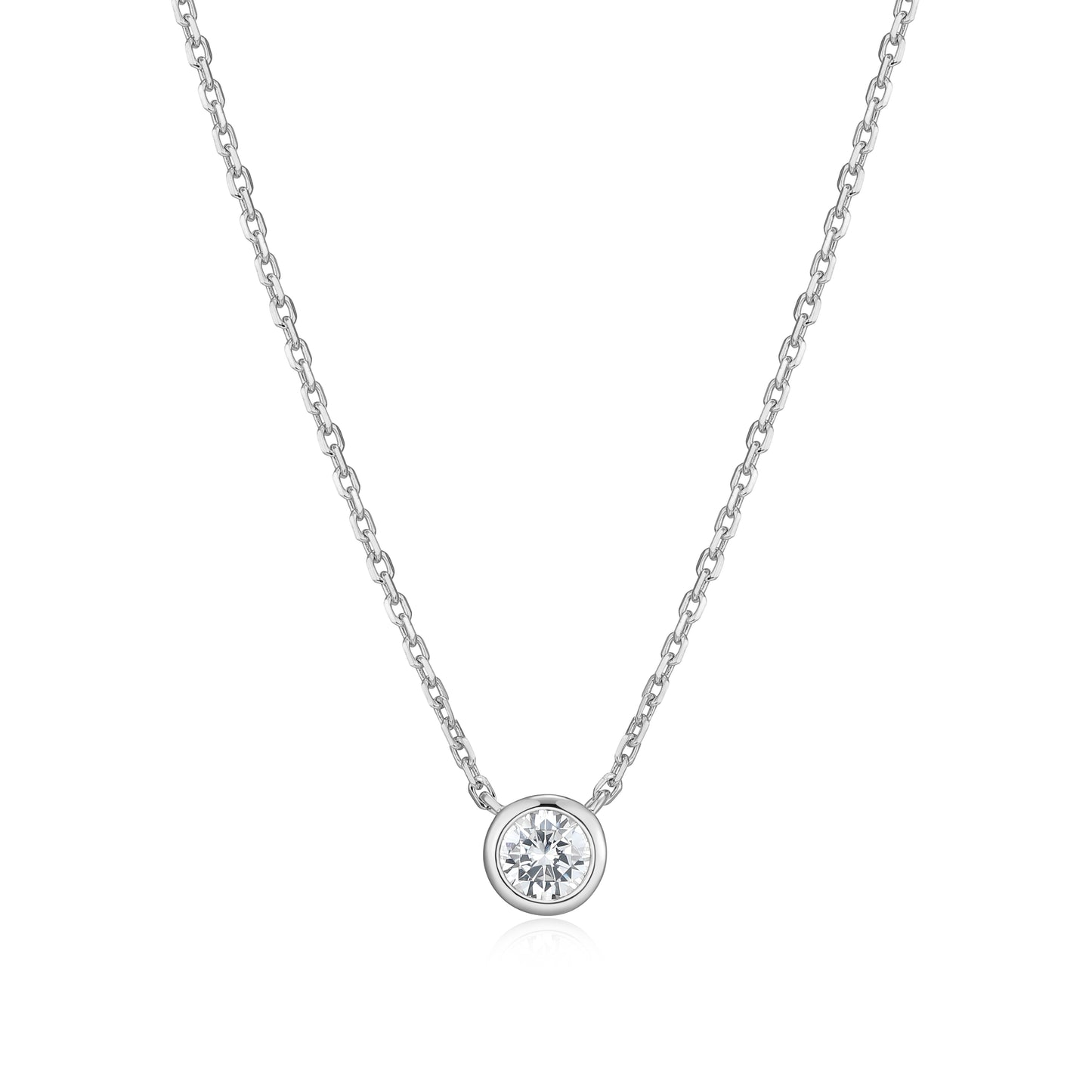 MN0143W - Bezel Solitaire 1/4 CT Necklace | Monte Luna