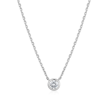 MN0143W - Bezel Solitaire 1/4 CT Necklace | Monte Luna