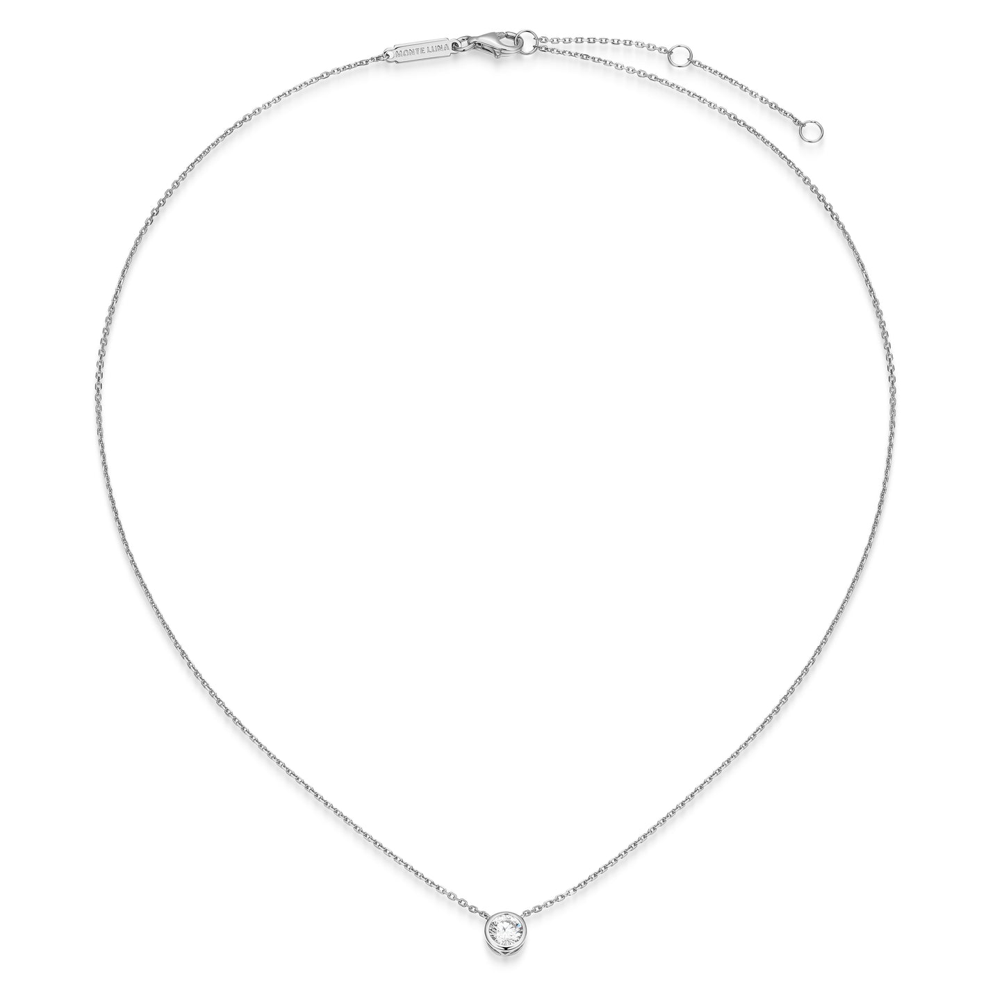 MN0144W - Bezel Solitaire 1/2 CT Necklace | Monte Luna