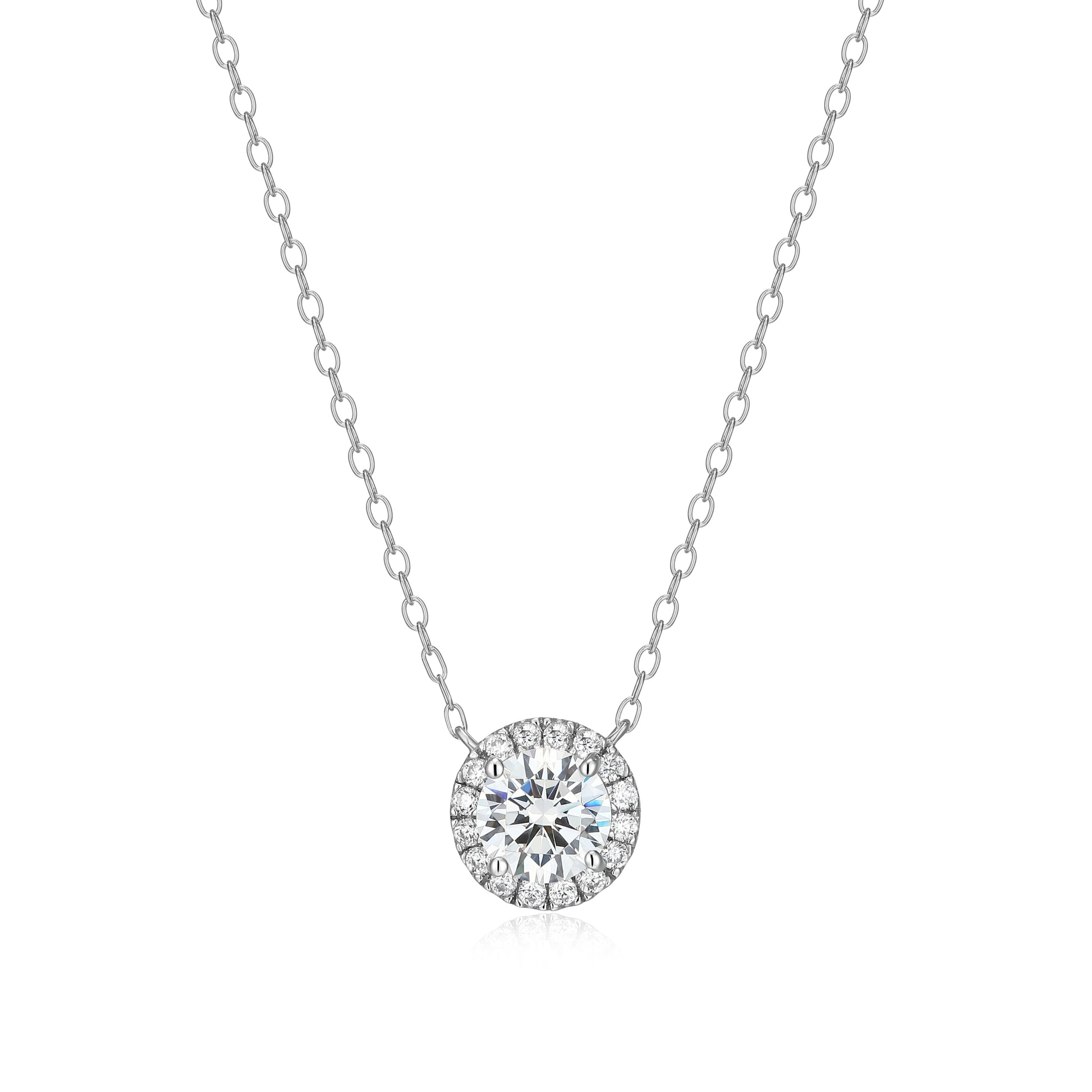 MN0147W - Halo Stud Necklace | Monte Luna