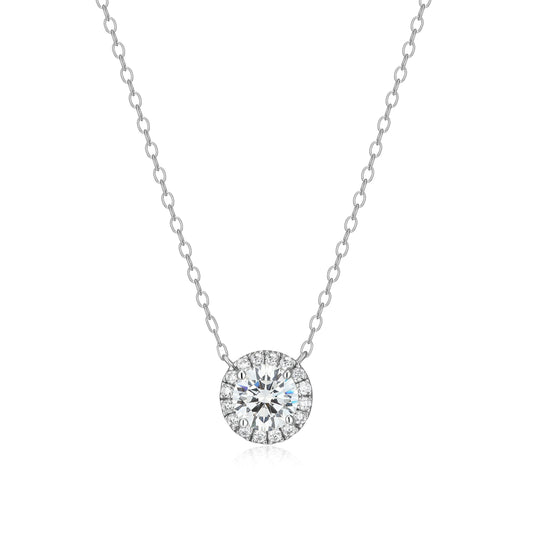 MN0147W - Halo Stud Necklace | Monte Luna
